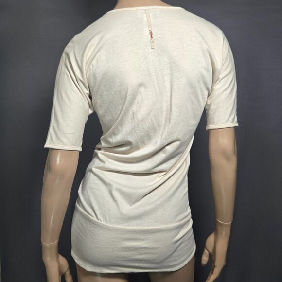 Vintage Diesel Long T shirt Top Womens Size XS Cream Off White V Neck Y2K 2000s - Picture 7 of 10